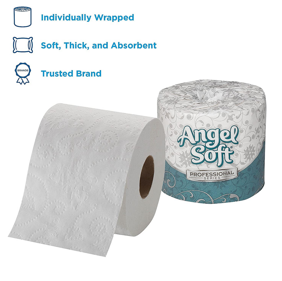 Angel Soft Professional Series Standard Toilet Paper, 2-Ply, White, 450 Sheets Roll, 80 Rolls Carton (16880)(3)