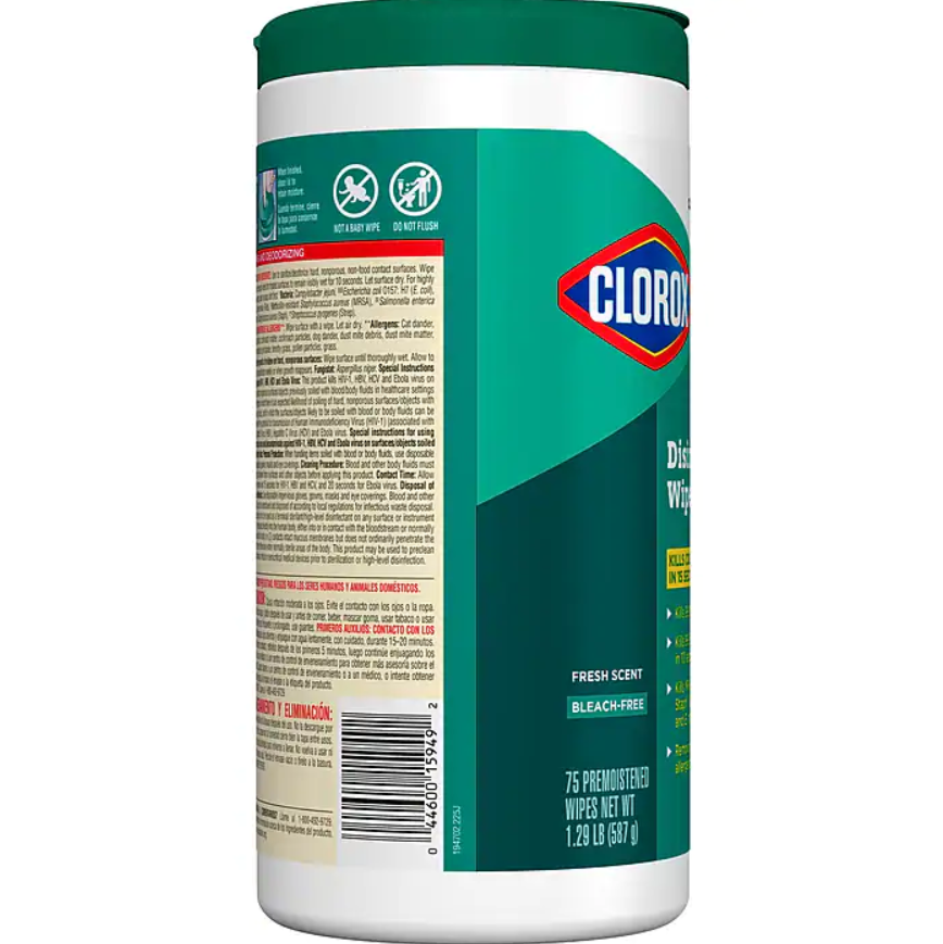 Clorox Commercial Solutions Disinfecting Wipes, Fresh Scent - 75 Wipes (15949)(3)