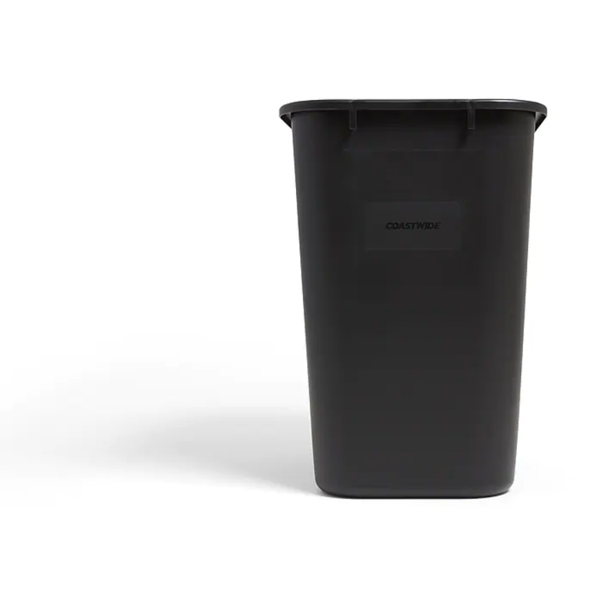Coastwide Professional Indoor Trash Can Without Lid, Black Soft Molded Plastic, 7 Gallon (CW56429)