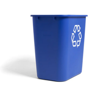 Coastwide Professional Plastic Indoor Recycling Container Without Lid, Blue Soft Molded Plastic, 7 Gallon (CW56432)