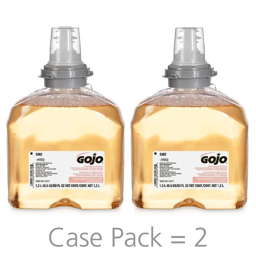 GOJO® Premium Foam Antibacterial Handwash Refill, Fresh Fruit Scent, TFX -1200 mL, 2 CT (5362-02)