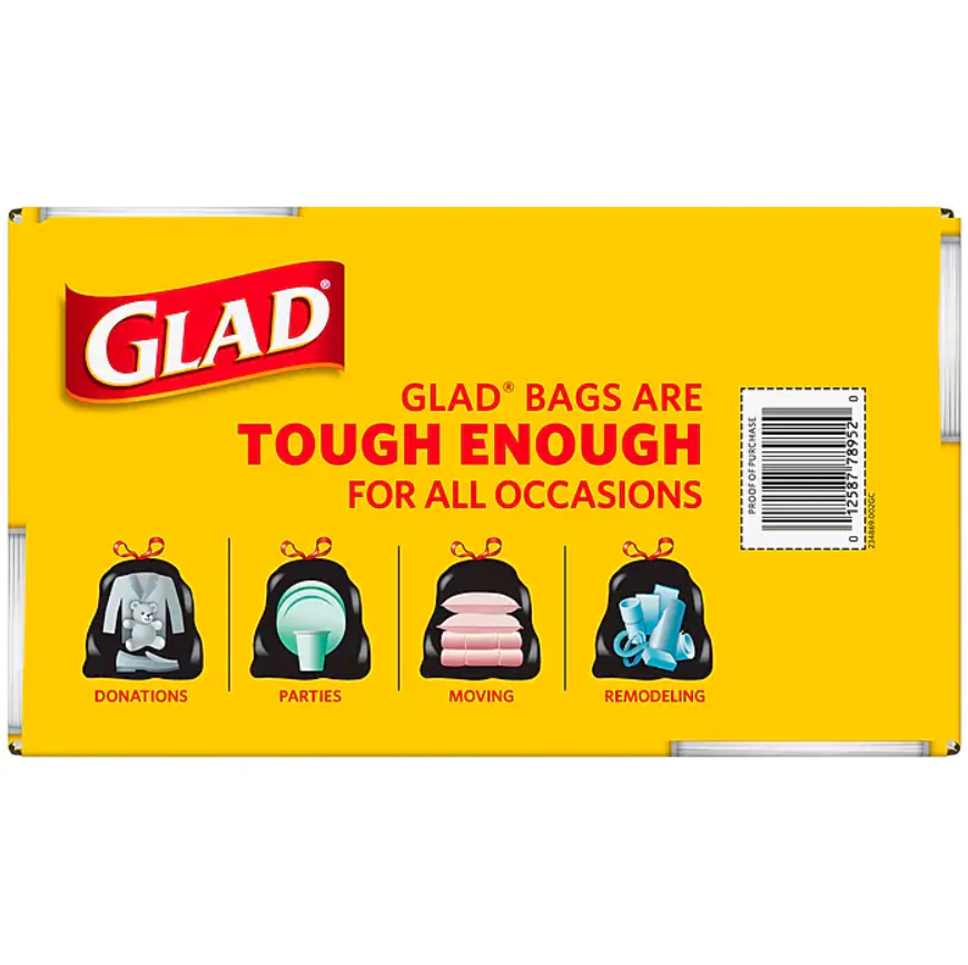 Glad Drawstring 30 Gallon Trash Bags, 1.05 mil, 30 x 33, Black, 90CT (78952)(2)