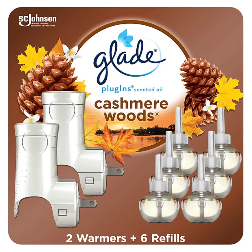 Glade PlugIns Scented Oil & Holders, Cashmere Woods, 0.67 Oz., 8 Pack (313805)