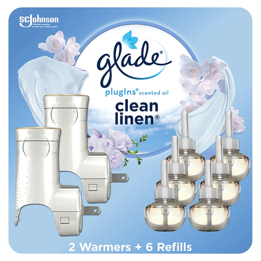 Glade PlugIns Scented Oil & Holders, Clean Linen, 0.67 Oz., 8 Pack (313803)
