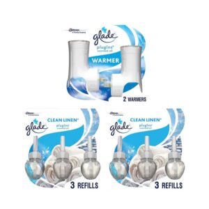 Glade PlugIns Scented Oil & Holders, Clean Linen, 0.67 Oz., 8/Pack (313803)