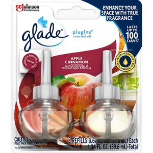 Glade Plugins Scented Oil, Apple Cinnamon, 2 Pack (638041)