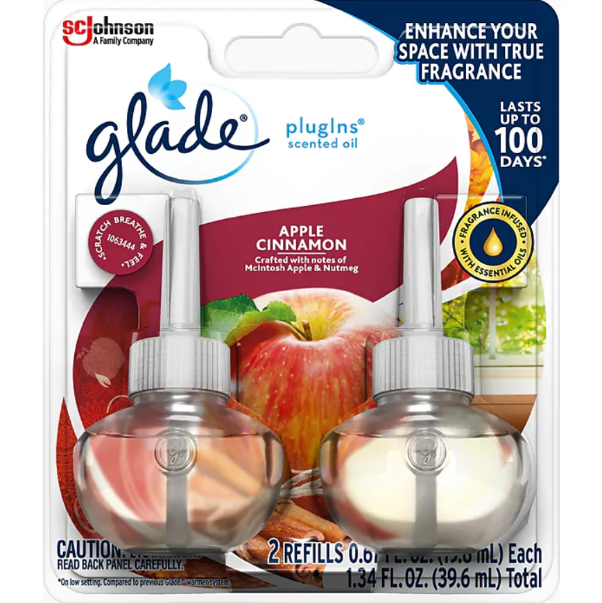Glade Plugins Scented Oil, Apple Cinnamon, 2 Pack (638041)