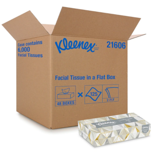 Kleenex Standard Facial Tissue, 2-Ply, White, 125 Sheets Box, 48 Boxes Pack (21606)