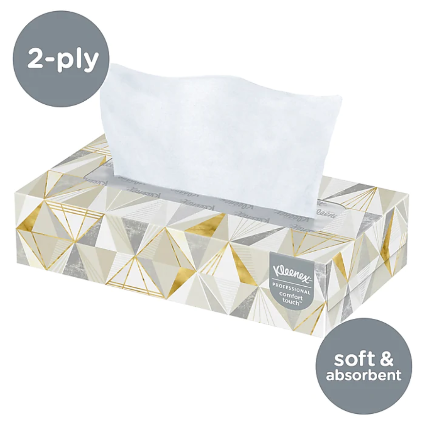 Kleenex Standard Facial Tissue, 2-Ply, White, 125 Sheets Box, 48 Boxes Pack (21606)(2)