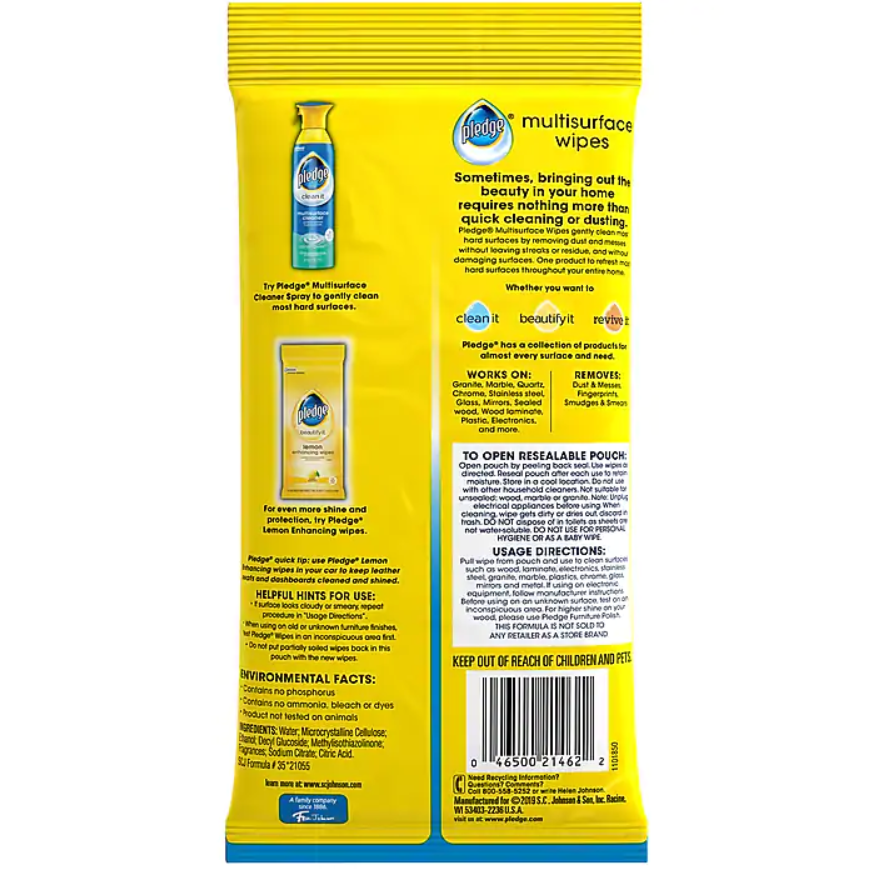 Pledge Multi Surface All-Purpose Cleaner, Fresh Citrus, 25 Pack (644080)(2)