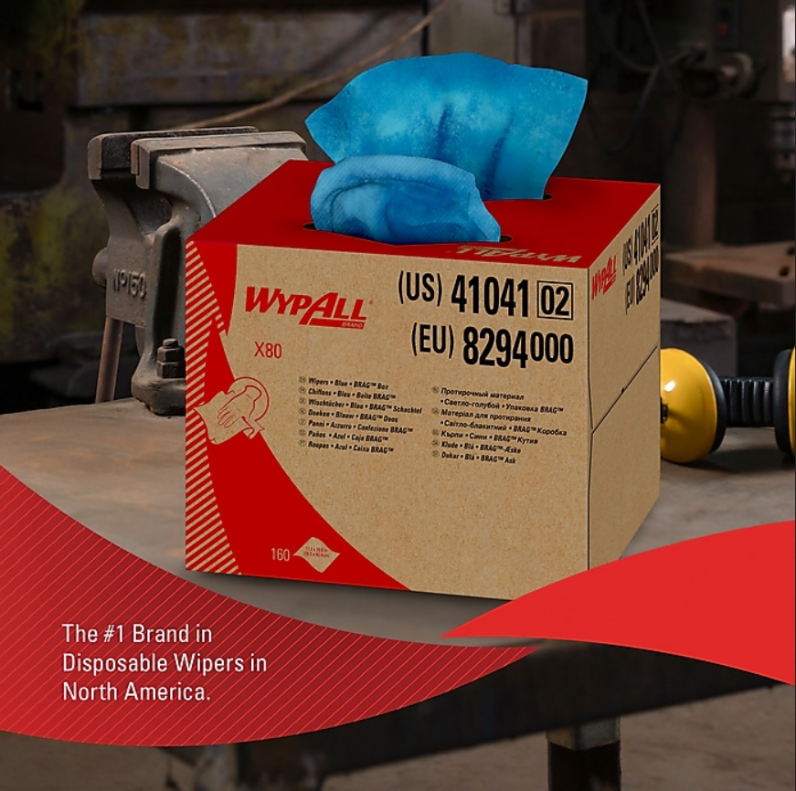 WypAll X80 HydroKnit Wipers, Blue, 160 Carton (41041)(4)