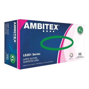 Ambitex L5201 Series Powder-Free Cream Latex Gloves, Extra Large, 100/Box, 10 Boxes/Carton (LXL5201)