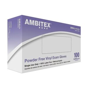 Ambitex V200 Series Powder Free Clear Vinyl Gloves, Small, 1000/Carton (VSM200)