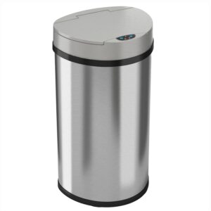 iTouchless Semi-Round Extra-Wide Lid Opening Touchless Trashcan® HX, 13 gal