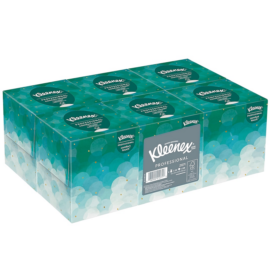Kleenex Boutique Standard Facial Tissues, 2-Ply, 95 Sheets/Box, 6/Pack (21271)